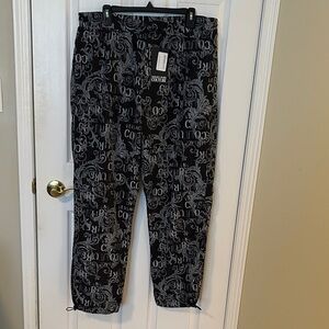 Versace Jeans Collection Black & Gray All-Over Logo Jogger Pants